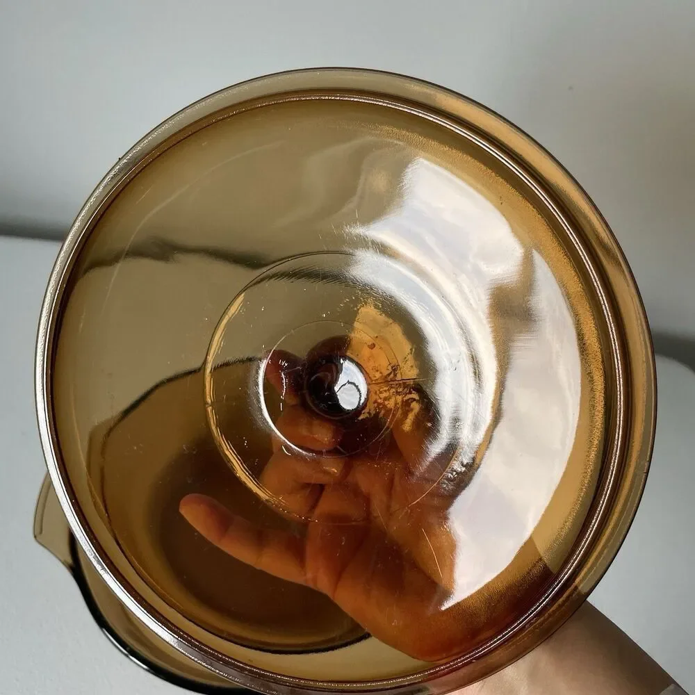 Anchor Vintage Hocking Amber Brown 1.5 Qt. Round Glass Casserole Dish Pot Pan